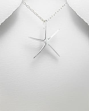 925 Sterling Silver Elegant Star Fish Pendant and Chain